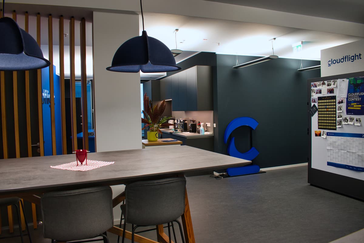 Kitchen area at Cloudflight Office