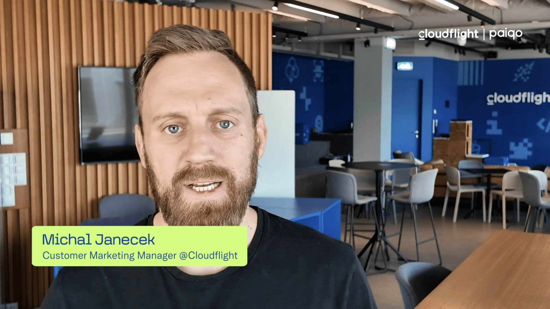 Michal Janecek, Customer Marketing Manager at Cloudflight, speaks in an office space about enterprise digital transformation.