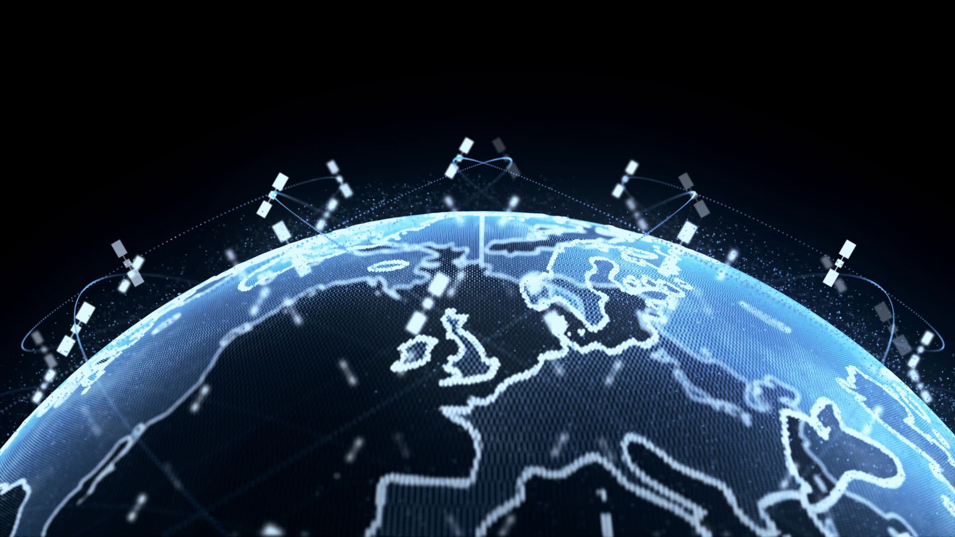 erde mit Satelliten Fluglinien