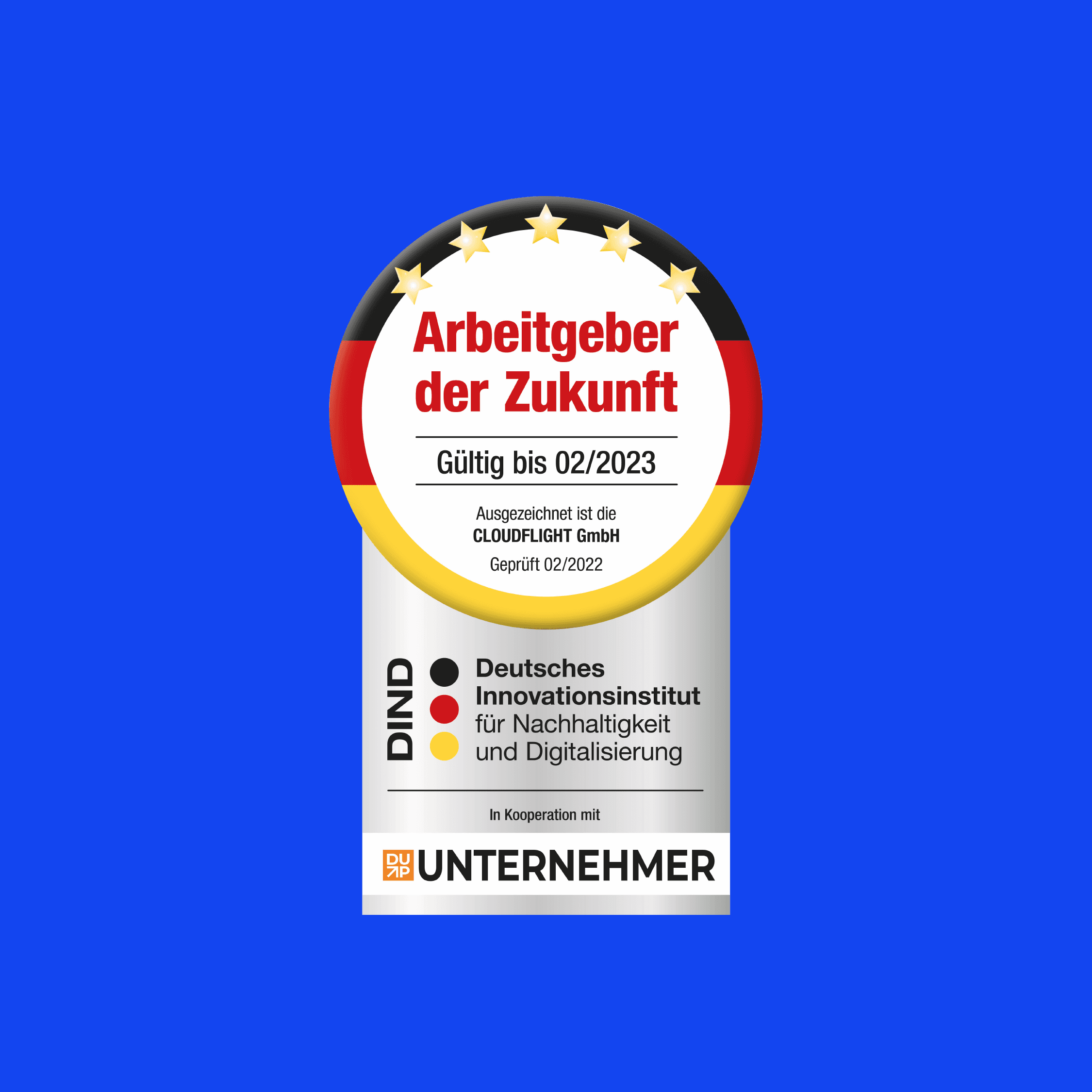 Cloudflight vom Deutschen Innovationsinstitut als Arbeitgeber der Zukunft ausgezeichnet