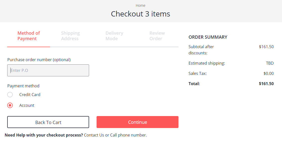 B2B checkout 