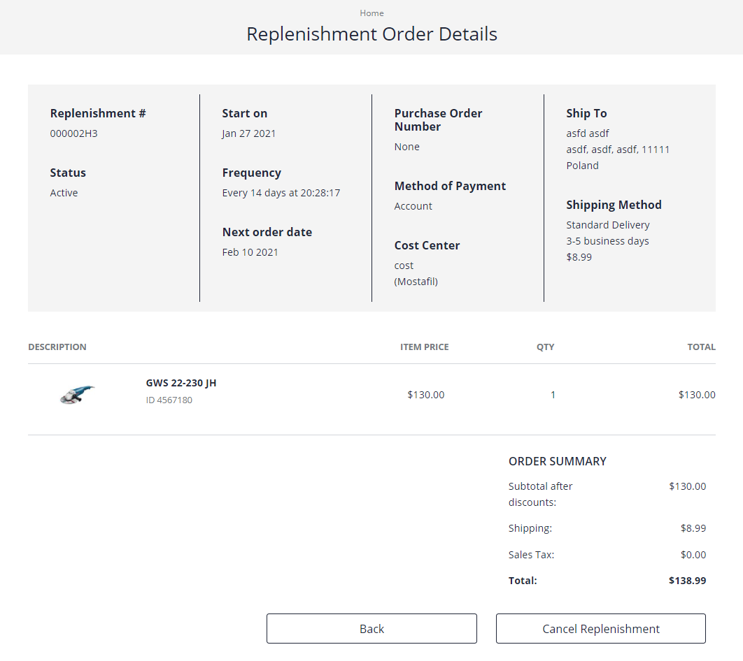 manage our replenishment orders