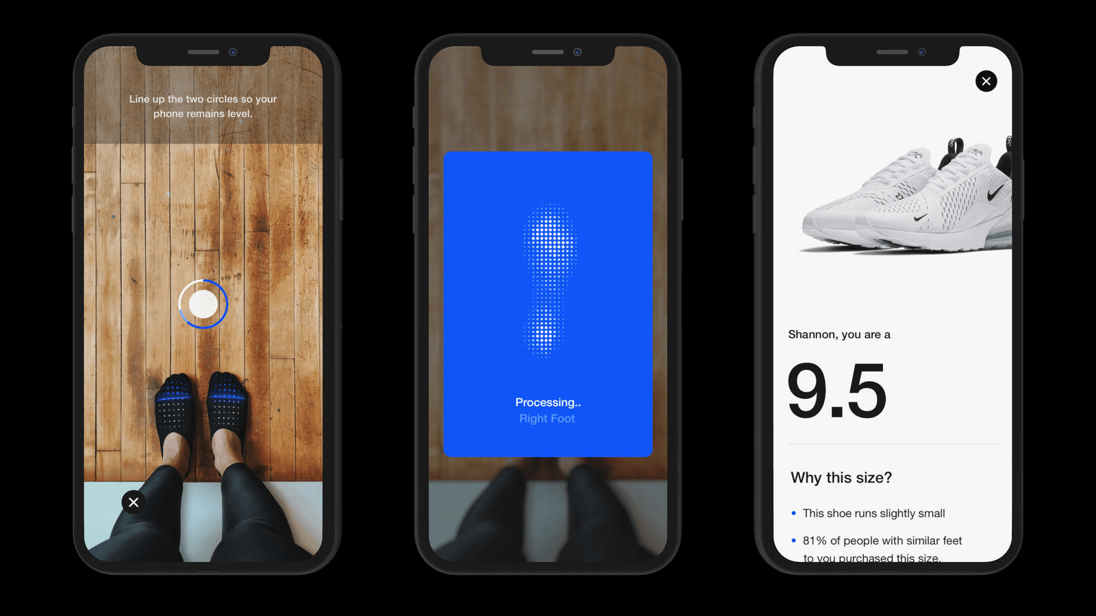 Nike: measuring and trying on shoes with AR 
