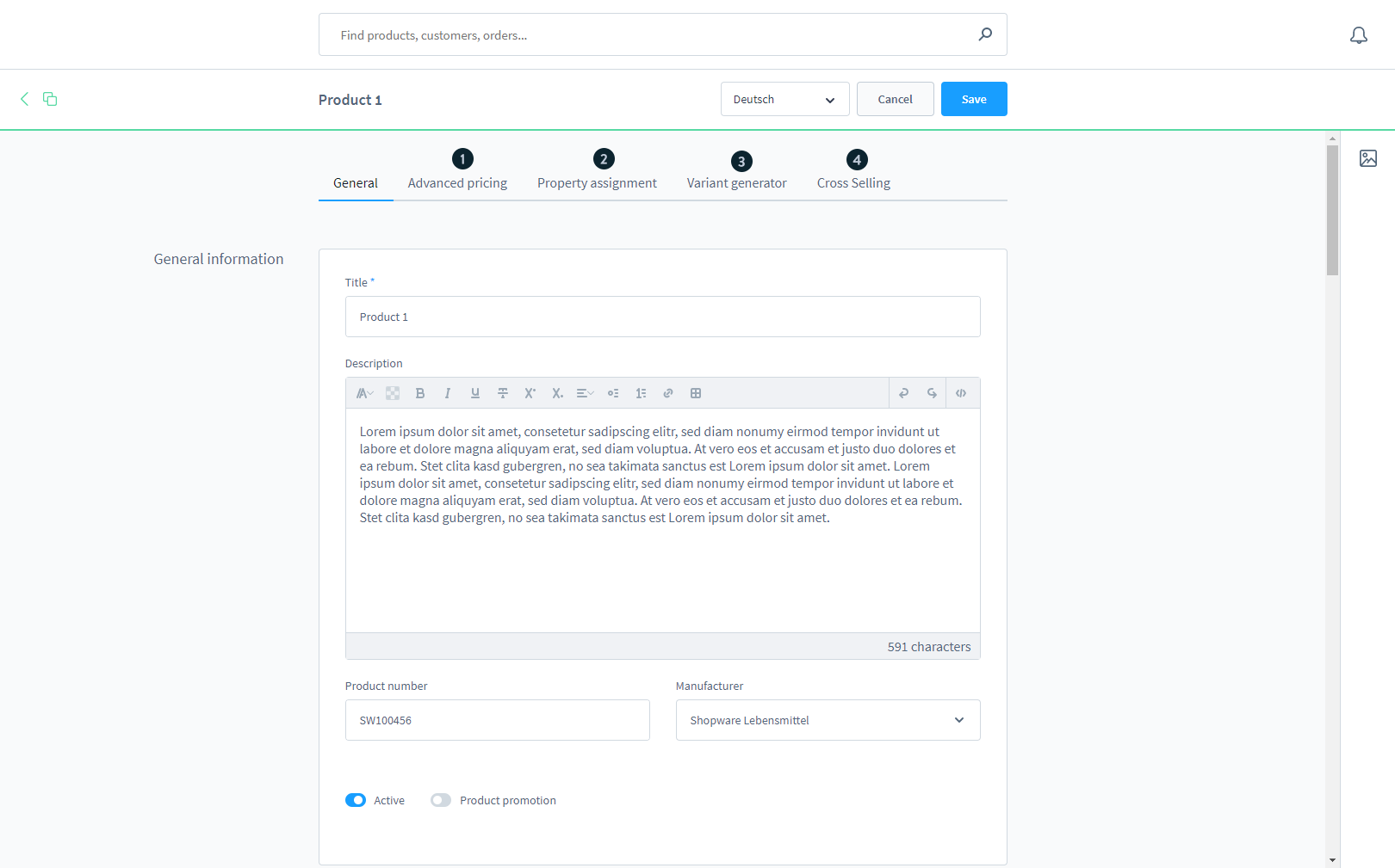 products in shopware